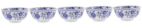 Cabilock 5 Piezas cuenco de porcelana azul y blanca frutero de ensalada de porcelana cuenco para servir la cena Tazón de comida de cerámica ensaladera tazón de ramen tazón de sopa