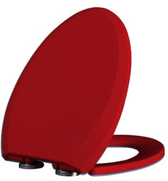Giural Tavoletta WC Copriwater Universale Colorato con Chiusura Ammortizzata, Sgancio Rapido con Un Clic, Sedile WC con Chiusura Rallentata E Coperchio, Facile Pulizia,Rosso
