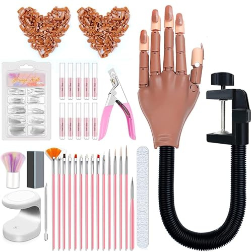 Mano de entrenamiento - Uñas de acrílico, uñas postizas | Conjunto de manipulador de práctica de manicura, conjunto de herramientas de manicura para principiantes, conjunto de entrenamiento de