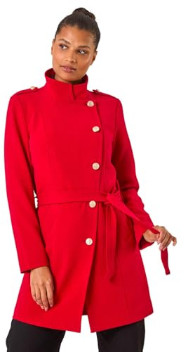 Roman Originals Funnel Neck Buttoned Coat for Women UK - Ladies Everyday Autumn Winter Comfy Soft Evening Vacation Work Party Night Out