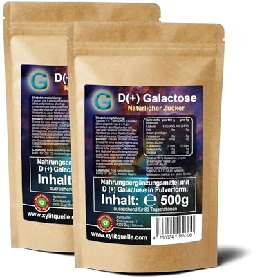 D(+) Galactose 1000 g Pulver, hochreine & vegane Schweizer Markenqualität | Lactosefrei - fermentiert aus Akazienfasern - fein gemahlen & sehr gut löslich - Schleimzucker - niedriger glykämischer Index
