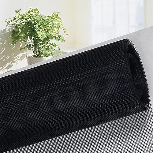 Zanzariera per finestra, 2 x 2 m, rete anti-insetti per finestre, tagliata su misura, mantiene mosche, zanzare, insetti e cts fuori, durevole e facile da installare, nero