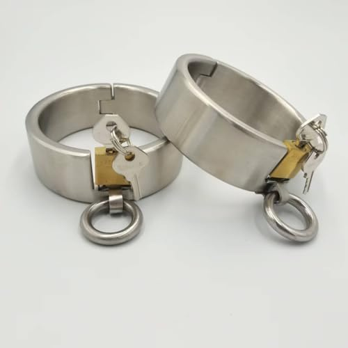Hrekssi Schwer Edelstahl Fußfesseln mit Schlüssel und Schloss, Runde Fußschellen mit O-Ring, BDSM Restraint/Fesselset System Erwachsene Rollenspiel Fesseln Sexspielzeug für Paare(Für Frauen)