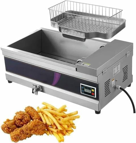 LYJYUJIE Freidora eléctrica de 25 l con Dos Tanques Individuales, freidora Comercial de Acero Inoxidable para Patatas Fritas, Bandeja de Aceite, freidora eléctrica Total, fácil~/