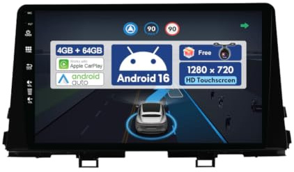 BXLIYER Android 16 IPS Autoradio pour KIA Morning Picanto (2017-2020) - 4G+64G - sans Fil Carplay + Android Auto - Caméra arrière GRATUITES - 2 Din 9 Pouce Dab Volant WLAN 4G Fast-Boot Split-Screen