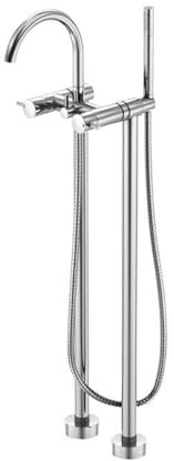 Freistehende Badewanne Armatur mit Brause 360° Rotierender Schwanenhals Wannenarmatur mit Duschsystem,Verchromt