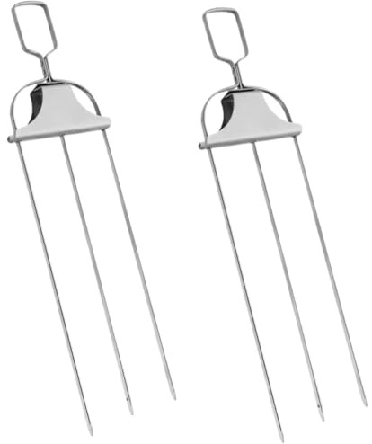 UKCOCO Brochette à Rôtisserie En Acier Inoxydable 2 Pièces Pour Barbecue En Plein Air, Fourchette à Viande Pour Rôtir Poulet Et Légumes, Accessoires De Gril Compatibles Broche