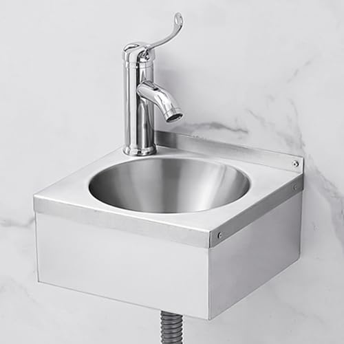 Lavandino A Parete 304 Lavello Da Cucina Piccolo Lavamani In Acciaio Inox Facile Installazione Lavelli For Camper, Lavelli Di Servizio For Garage Cucine Bar(Silver A)