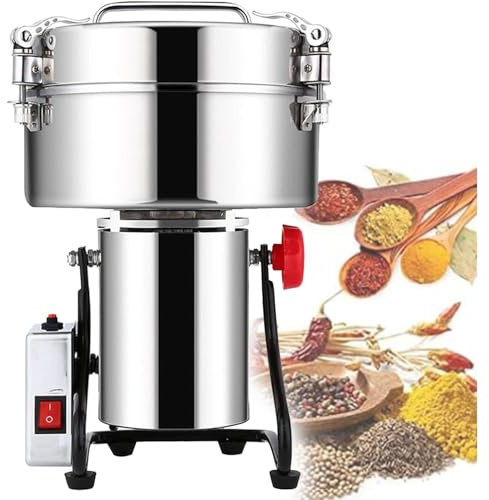Moulin à épices électrique professionnel, broyeur à grains en acier inoxydable de 4 500 g avec moteur en cuivre pur et protection contre les surcharges, extraction rapide de la poudre en 30 secondes,