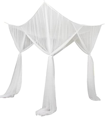 Sharplace 4 Eckpfosten Betthimmel Netz Schlafzimmer Hängebett Volant, Weiß, 210x190x24cm