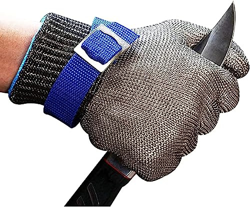LoiYtrd Arbeitssicherheit Schnittschutzhandschuhe, schnittfeste Stahldrahthandschuhe, Schutzhandschuhe aus Metall der Stufe 5, for Metzgerköche for Schneiden von Fleisch(XXL/27.5CM)