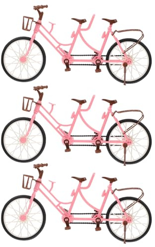 HONMEET 3 Stück Puppensitz Doppel Fahrrad Mini Desktop Modellspielzeug Kreative Tischdekoration Leicht zu Greifen Fördert Fantasie und Geduld für Jungen und Mädchen