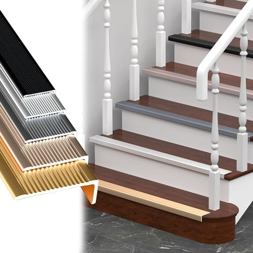 Protezione per Bordi Scale, battiscopa Antiscivolo, battiscopa Antiscivolo, Profilo per Scale, Protezione per Angoli e Bordi, Resistente all'Usura, Impermeabile, Protezione per Bordi Scale,