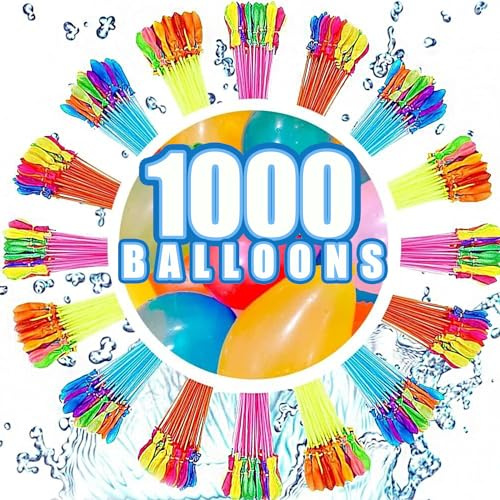 Vattenballonger snabb fyllning bulk – 1 000-pack påfyllningssats, snabb fyllning och självtätande vattenbomber för barn och vuxna, utomhus sommarspel, pool, fest och bakgårdskul
