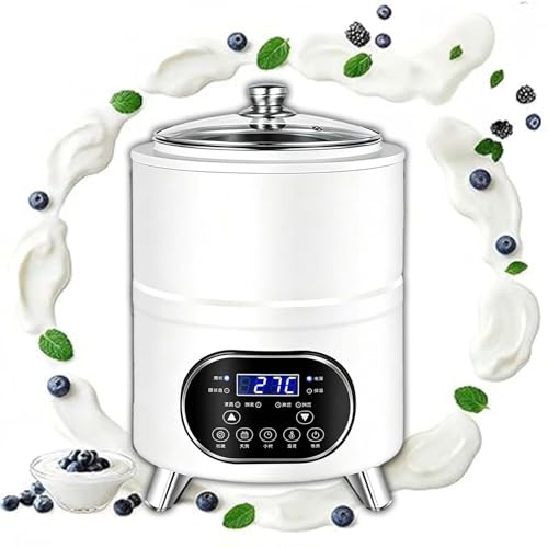 Yogurtiera Professionale Da 8/12 Litri Con Controllo Di Tempo E Temperatura 25-80 °C (77-176 °F), Grande Recipiente Interno In Acciaio Inox, Ideale Per Ristoranti, Panifici E Famiglie(White,12L)