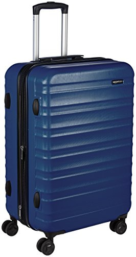 Amazon Basics Maleta Rígida Mediana - Equipaje de Viaje Extensible ABS con 4 Ruedas Dobles Giratorias - Resistente a Arañazos y Ligera - 68 x 45,1 x 28,6cm - Azul Marino