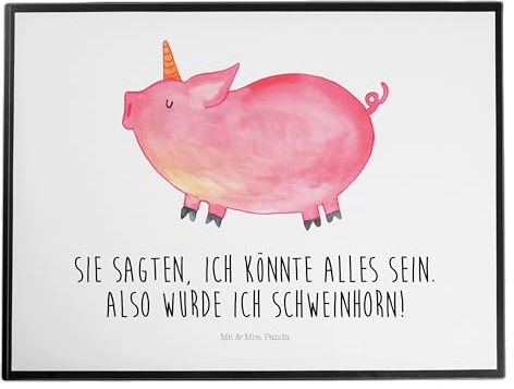 Mr. & Mrs. Panda Schreibunterlage Einhorn Schwein - Geschenk, schreibtischunterlage, Schreibtischauflage, Unicorn, schreibauflage, Spruch, Englisch, Bauer, schreibtischunterlagen, Einhörner