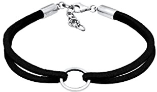Elli Armband Kreis Geo Velour Leder Optik Trend 925 Silber