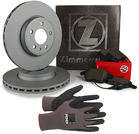 Inspektionspaket Zimmermann Bremsen Set inkl. Bremsscheiben Ø 256 mm und Bremsbeläge für vorne, 100% passend für Ihr Fahrzeug, inkl. Priner Montagehandschuhe, AN162