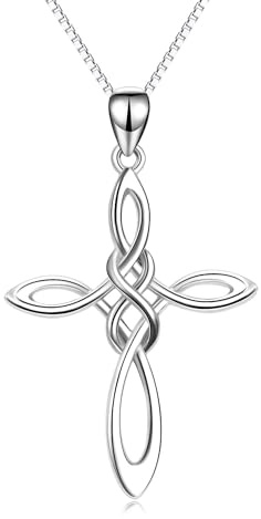 YAFEINI Croce Celtica Collana 925 Argento Sterling Croce Nodo Celtico Infinito Collana Ciondolo per le Donne Ragazze