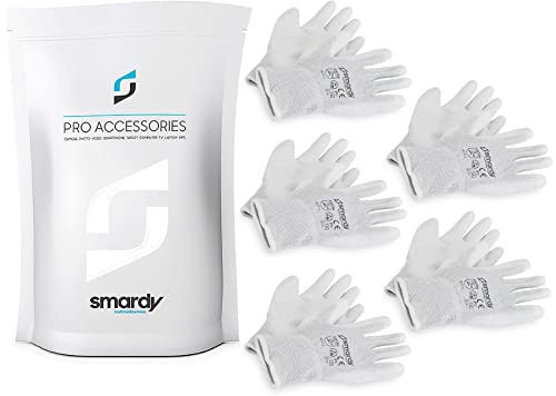 SMARDY 5 Paar ESD Handschuhe Antistatisch Größe XL (10), Touchscreen-fähig | Elektronik Schutzhandschuhe für PC, Smartphone, Kamera und Objektive – schützt empfindliche Elektronik