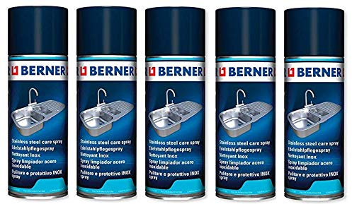 5 x Berner Edelstahl-Pflege Spray INOX (5 x 400ml) *****5 x Speziall Reinigunger für Alles aus Edelstahl*****