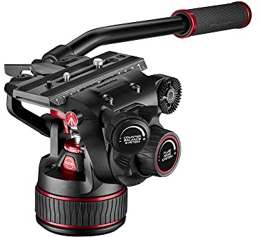 Manfrotto Nitrotech MVH608AHUS - Cabezal fluido de video para cámaras réflex digitales, sin espejo, sistema de contrapeso continuo de 0-17.6 libras, sistema de arrastre fluido continuo variable, carga | Cámaras de cine, diseñadas para versatilidad con una base plana y 3 8 pulgadas