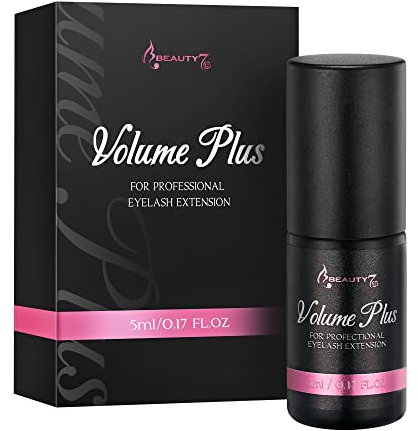 Beauty7 Volume Plus Negro Pegamento Adhesivo de Pestañas 0.1 Segundos de Secado Rápido para Extensión de Pestañas Postizas Individuales 5ml
