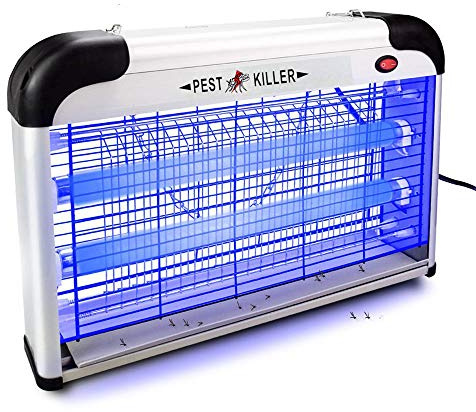 LINGKY Lámpara Matamoscas Electrico, Bug Zapper Trampa para Moscas Asesino De Mosquitos Asesino De Insectos Eléctrico, 20W Luz UV Asesino De Moscas Comercial Industrial Uso De Cocina En El Hogar