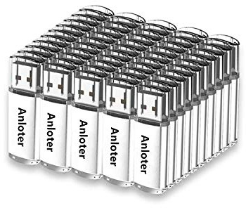 Anloter 50pcs Chiavette USB Memory Flash Stick Pen Drive Thumb Storage per Computer Laptop Mac Tablet Regalo (64MB, Argento)