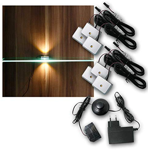 world-trading-net - LED Glasbodenbeleuchtung Clip-3D, Silber, Leuchtfarbe warmweiß, inklusive Netzteil