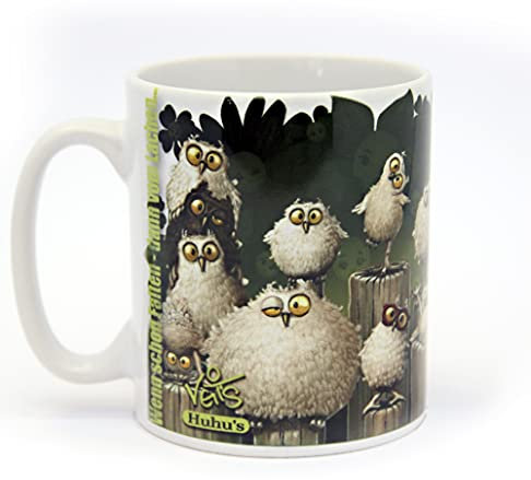 Veit's Huhu`s lustige Cartoon Keramik Tasse Becher lustige Eulen