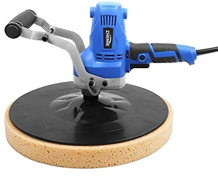 Concrete Cement Mortar Trowel 110V 850W Adjustable Speed Wall Smoothing Polishing Machine Handheld Electric Plastering Bucket Trowel Tool with Self-adhesive Disc