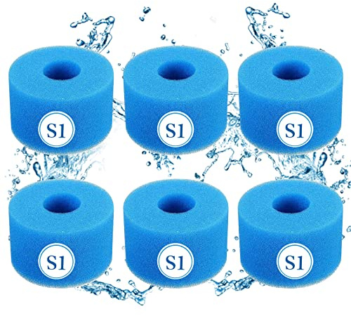 KGIHPC Type S1 Éponge Filtrante de Piscine en Mousse Filtre pour Intex Type S1 pour Piscine,Cartouche filtrante réutilisable pour Bain à remous (6 pièces)