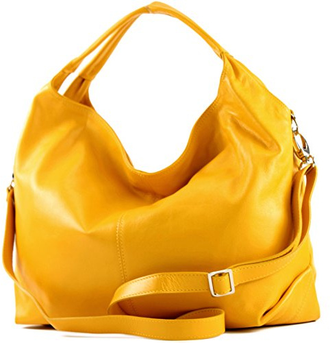 modamoda de - DS26 - ital Damenhandtasche aus Nappaleder, Farbe:Sonnengelb2021