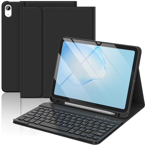 BQSS Funda Delgada con Teclado Inteligente para iPad Air 5ª generación 2022/Air 4ª generación 2020 10.9 Pulgadas/Pro 11 Pulgadas 2018, Teclado inalámbrico Desmontable, Soporte para lápices