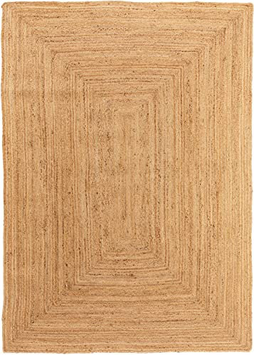 Gifiie Alfombra de Yute Natural 100%, Alfombra Tejida a Mano para Salón, Dormitorio, Uso Decorativo Fabricada en India. (Natural, Rectángulo - (90X150) CM)