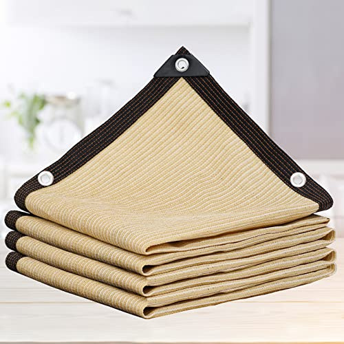 Malla Sombreadora Rectangular,Red de Sombreado Gruesa Encriptada,Solar Sombra Paño 90%,Sun Shade Net,Red de Sombra Protección UV,con Ojales,para Patio,Jardín,Cochera,Beige (6x9m/19.7x29.5ft)