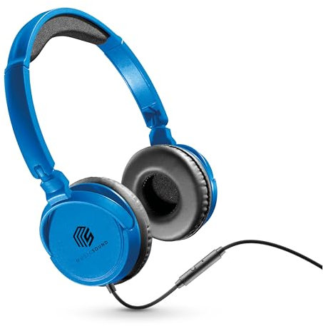 Music Sound / HEADBAND filo Basic/Cuffie on ear pieghevoli con filo e microfono - Jack 3.5 mm - Colore Blu, One Size