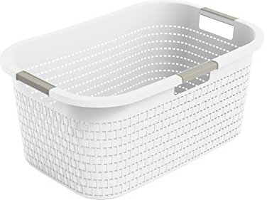 Rotho Country Wäschekorb 40l, Kunststoff (PP) BPA-frei, mistletoe white, 40l (58.0 x 38.9 x 25.1 cm), Nicht zutreffend