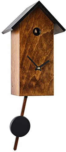 Eble Kuckucksuhr Kuckuckuhr Echtholz NEU batteriebetriebenes Quarzwerk Kuckuckruf Kuckucksuhr modern braun Echtholz Quarz Uhrwerk 29cm- 27664