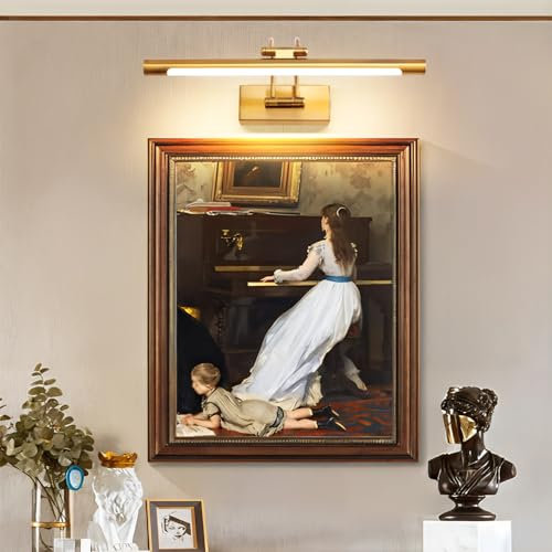 MantoLite Dimmerabile LED Lampade da Parete per Quadri, 40CM 10W Illuminazione Interni Girevole Lampade,Ottone Specchio da Bagno Illuminazioni per Pareti Lampade Lettura Applique 3000K/4500K/6000K