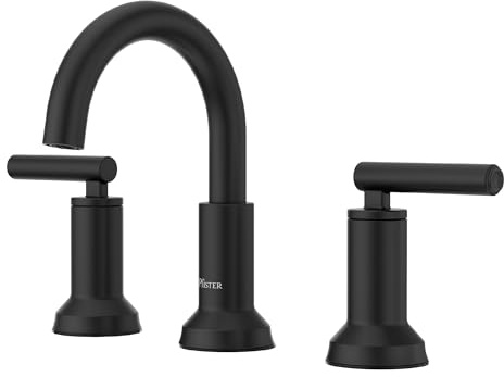 Pfister Capistrano Bathroom Sink Faucet, 8-Inch Widespread, 2-Handle, 3-Hole, NSF Certified, Spot Defense Matte Black Finish, LF049CSOSDB