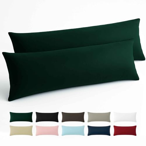 Kissenbezug 40x145 Baumwolle Renforcé (2er-Set) - Grün - Dicht gewebt mit 57 Fäden/cm² - Kissenbezug 40 x 145 cm - Oeko Tex Zertifiziert - Dreamzie