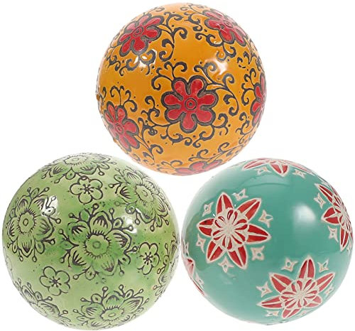 SOLUSTRE 3stücke Schwimmende Keramikkugeln Vintage Dekokugeln Für Teich Aquarium Und Garten Farbige Deko-bälle Für Innen Und Außendekoration Spielzeug Langlebig Und Farbtreu