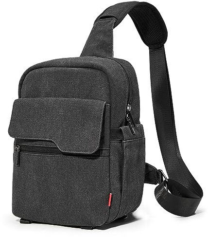 Cwatcun Small Camera Bag Shoulder Camera Bag for Photographer Canvas Water Resistant DSLR Sling Camera Bag Compatible with Nikon Sony Lightweigth, UK3-D93-L-BK