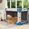 YITAHOME Hundebox Hundetransportbox faltbar, Reisebox Hundetasche mit weichem Kissen, Haustierhütte aus 600D-Stoff, Transportbox Transporttasche für Haustiere, Hunde und Katzen, Grau, 106,6x78x78 cm