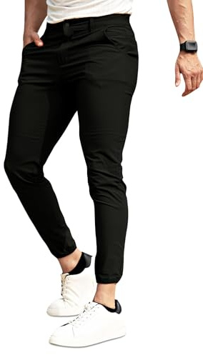 GINGTTO Mens Golf Joggers Pants Stretch Skinny Black Tapered Dress Pants for Men Slim Fit Casual 32