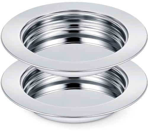 Zhehao 2 Pcs Communion Plates for Church Communion Bread Tray Plate Church Supplies Set Polished Stainless Steel Tray (Silver)