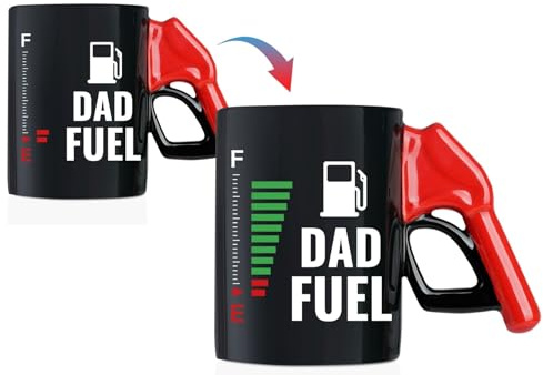 Onebttl Dad Coffee Mug with Fueling Nozzle Handle, Dad Fuel Color Changing Mug, Funny Heat Sensitive Ceramic Mug for Father's Day, Christmas